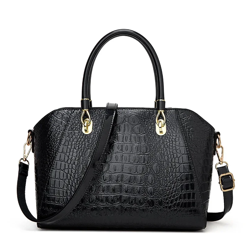 

Brand design Crocodile pattern women handbag luxury Shiny Patent leather female shoulder bag Commuting big Totes bolsas