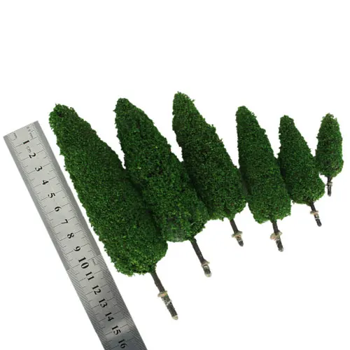 6x bladverliezende bomen bomen model cipres 5,8-15cm boommodel decoratie