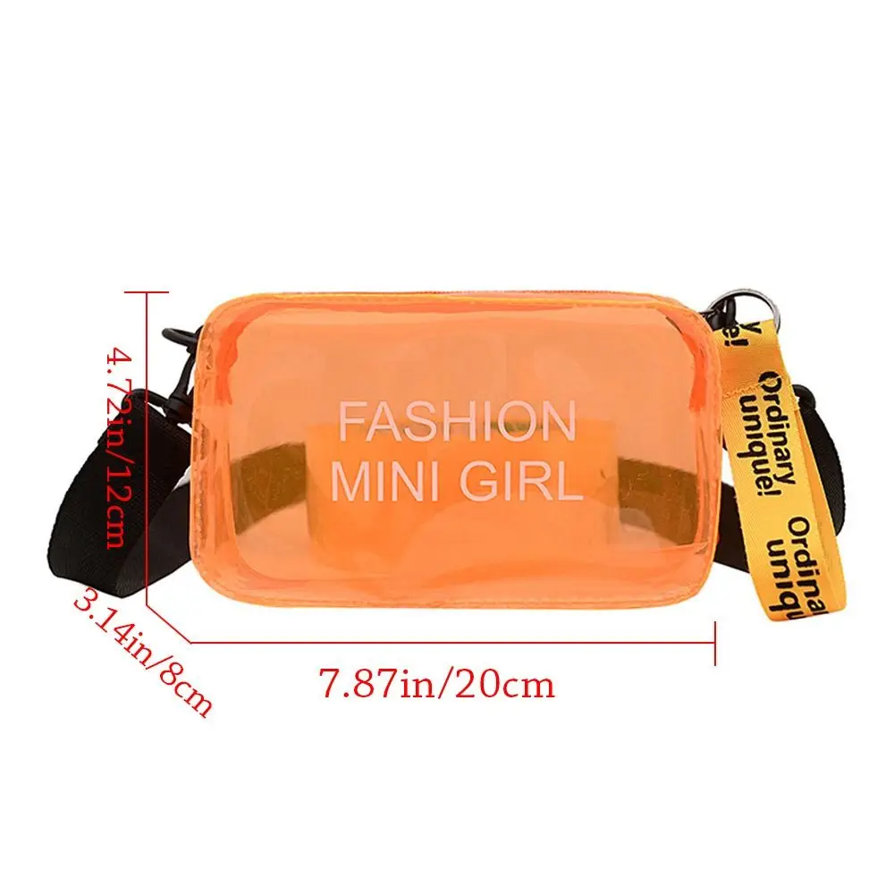 Transparent Laser Crossbody Bag for Women Candy Color Letter Fashion Mini Shoulder Messenger Bag PVC Jelly Small Tote Bag