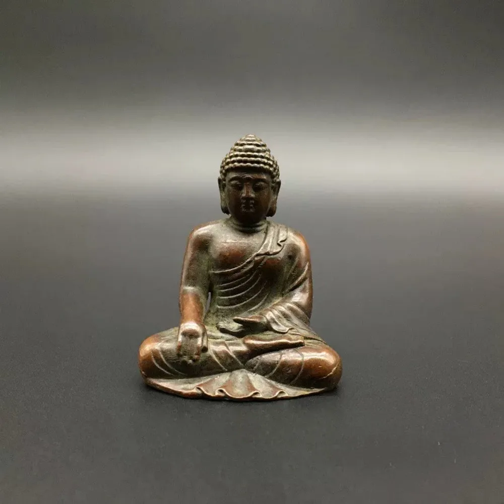 Mini Solid Brass Shakyamuni Buddha Statue Pocket-Sized Meditation Buddha Tea House Home Altar Feng Shui Gift