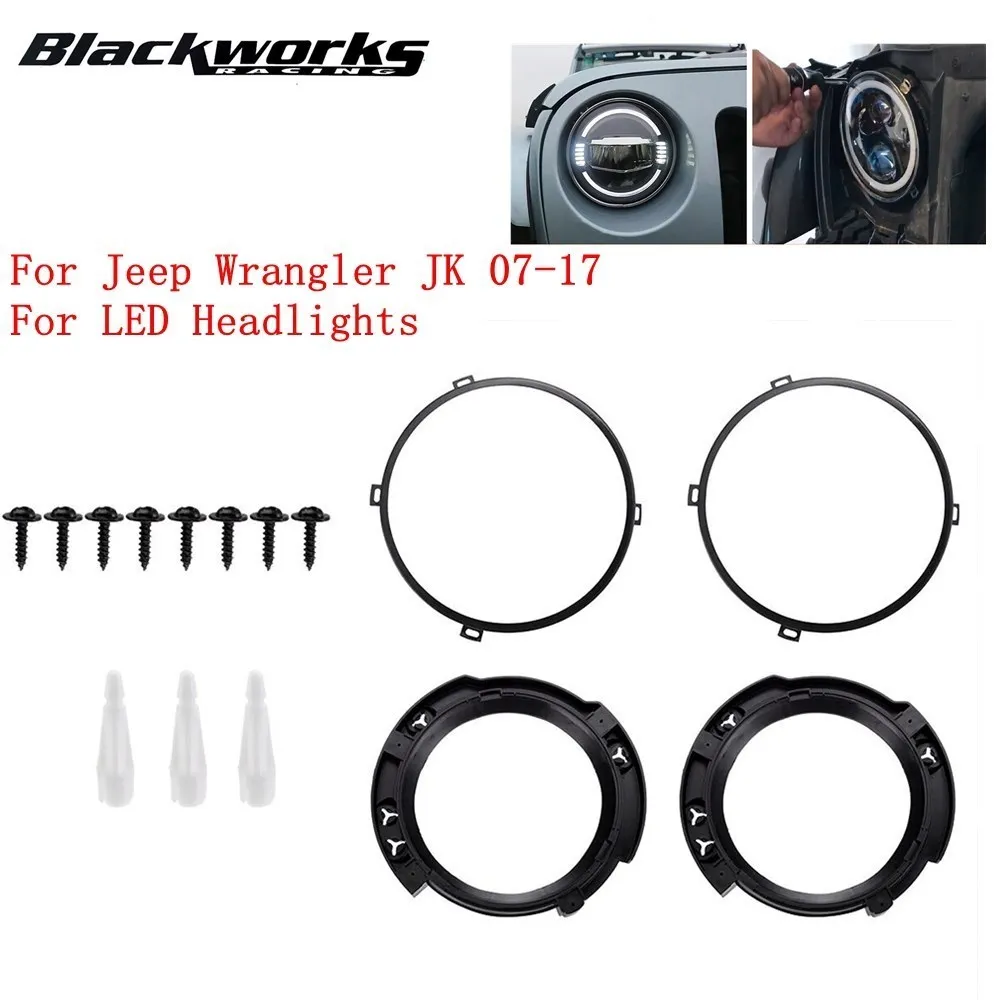 

7 Inch Round Headlight Mounting Retaining Bracket Ring For LED Headlights For Jeep Wrangler JK 07-17 With Headlight Metal Rings