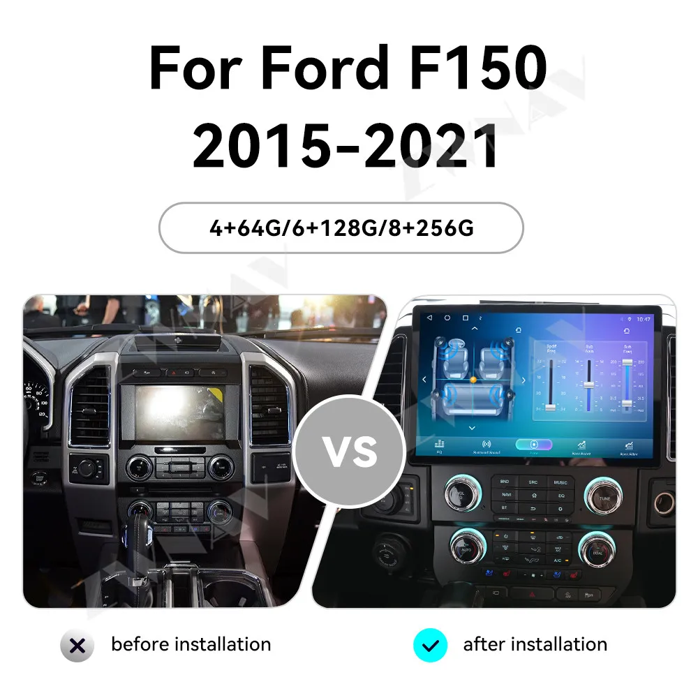 13.1 Inch For Ford F150 2015 2016 2017 2018 2019 2020 2021 Stereo Wireless Carplay Multimedia Video Player GPS Navi Head Unit 4G