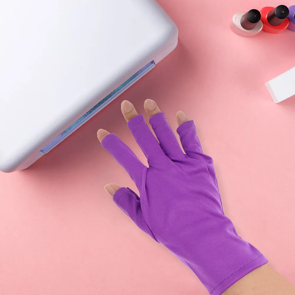 

2Pairs Anti-Uv Manicure Gloves Fingerless Salon Nail Art Protector Uv Shield Gloves Skin Protective Manicure Tools