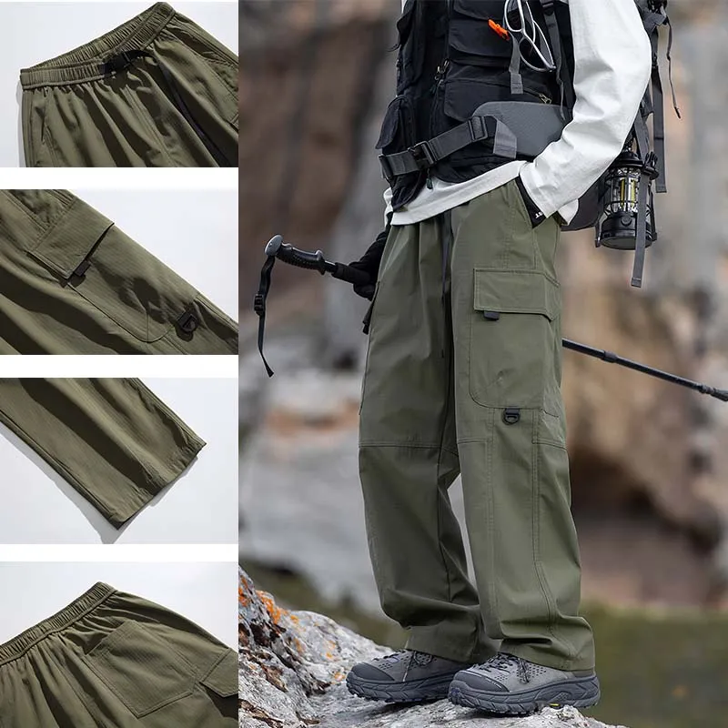 Men\'s Hiking Pants Spring Autumn Quick Drying Waterproof Breathable Side Pockets Fishing Camping Huntting Outdoor Sport Pants