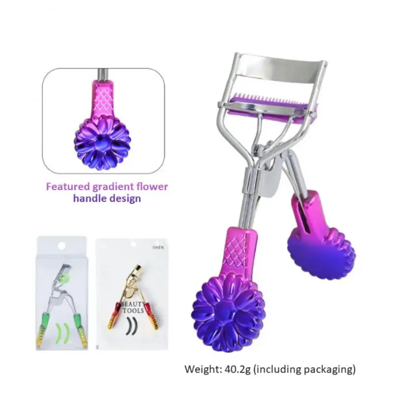 Two-color Flower Handle Eyelash Curler With Comb Curler False Eyelashes Easy To Use Beauty Makeup Tools For Women