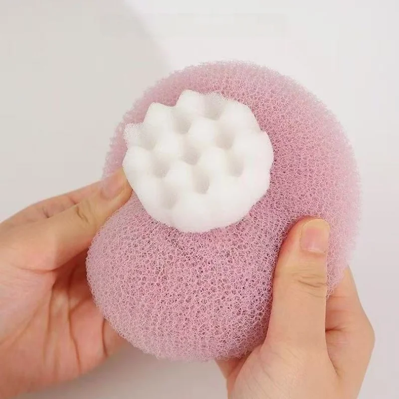 4Pcs Suction Cup Sunflower Sucker Bath Ball Soft Mesh Rich Bubble Body Exfoliating Sponge Reusable Round Bathroom tools