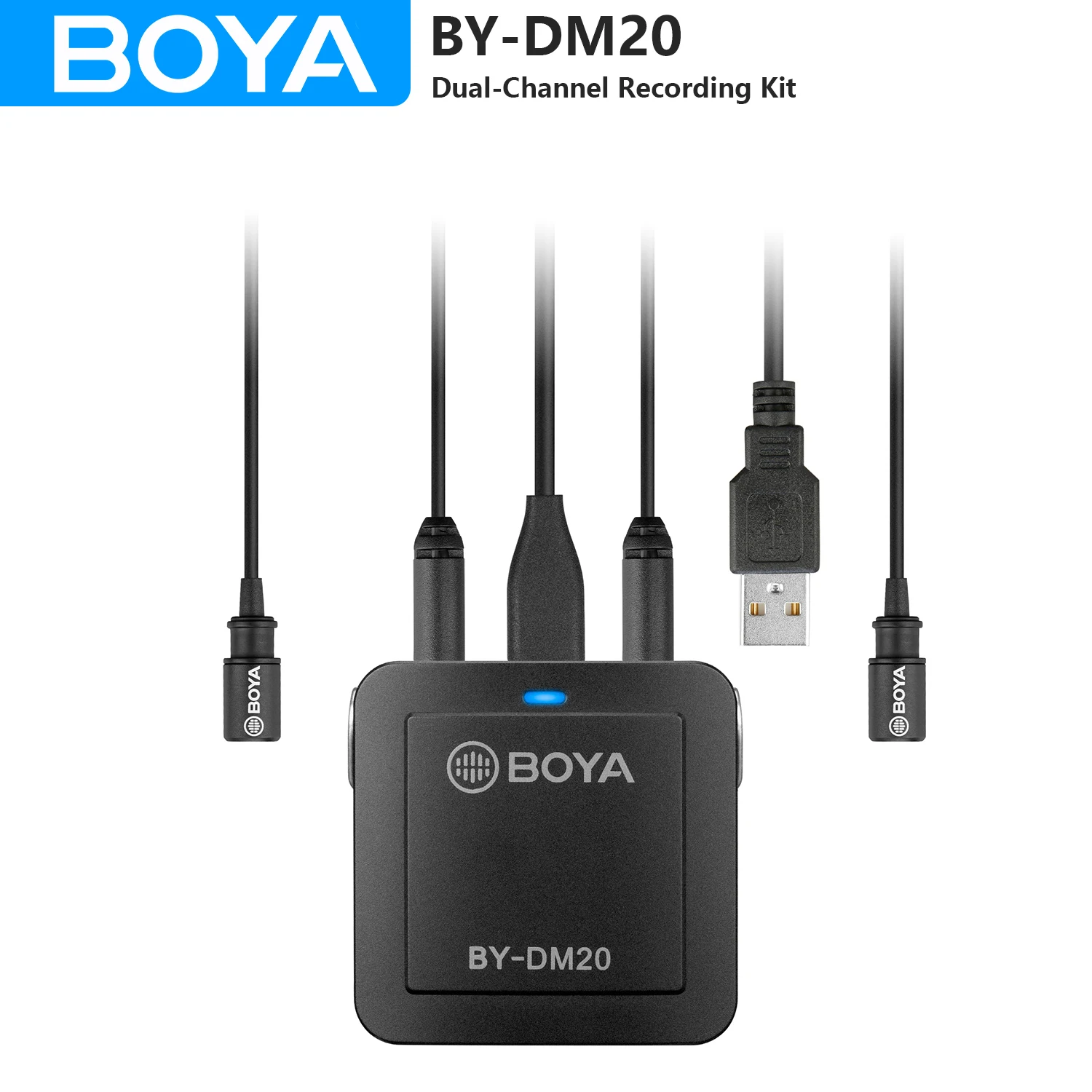 

BOYA BY-DM20 Dual-Channel Recording Kit with Lavalier Lapel Microphone for iPhone Tablet PC Inteview News Film Production ENG