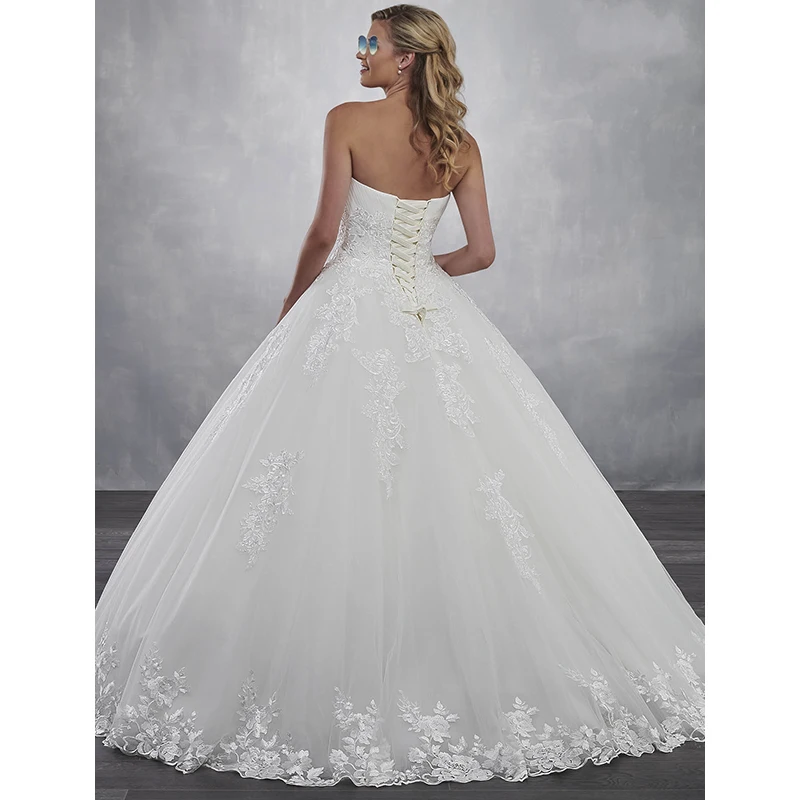 Vestido de noiva com renda para baile, vestido de noiva branco de organza com apliques