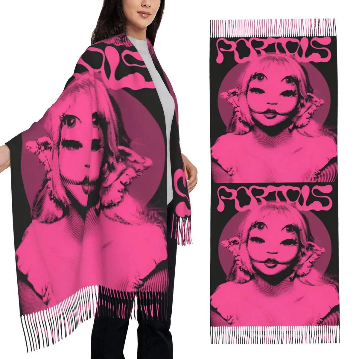 Women's Scarf with Tassel Melanie Martinez Tour 2024 Large Winter Fall Shawl and Wrap Gifts Pashmina Scarves