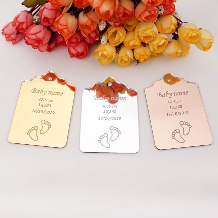 

20pcs Custom Baptism Hanging Tags Personalized 8cm New Born Babyshower Guest Invitation Card Gifts Birthday Party Decor