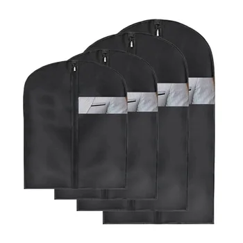 מכסה לבגדים עמיד באבק, מכסה לבגדים עמיד במים, מגן למעילים, חליפות, שמלות, תיקי בגדים תלויים בארון, מארגן שחור