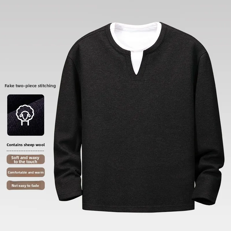 

Douxia 2025 Spring Autumn Men's Faionable Comfortable Skin-friendly Patchwork Hoodie Polyester Fiber V-ne Long Sve Warmth