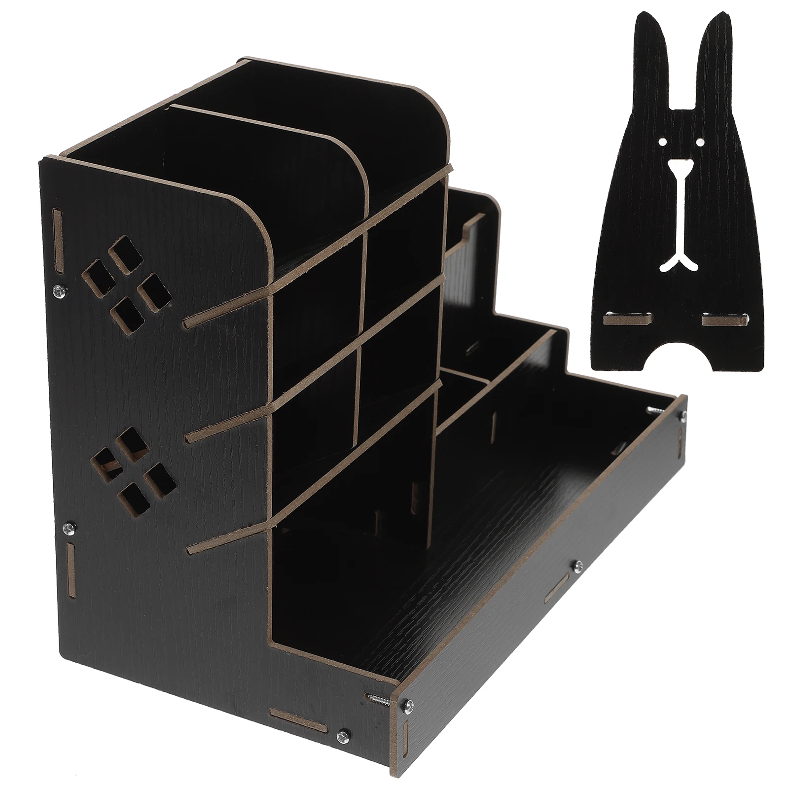 

Wooden Pen Desk ganizer Black Office Accessories Compact Storage Wooden Pen Box Box Stationery Grids Pencil Container
