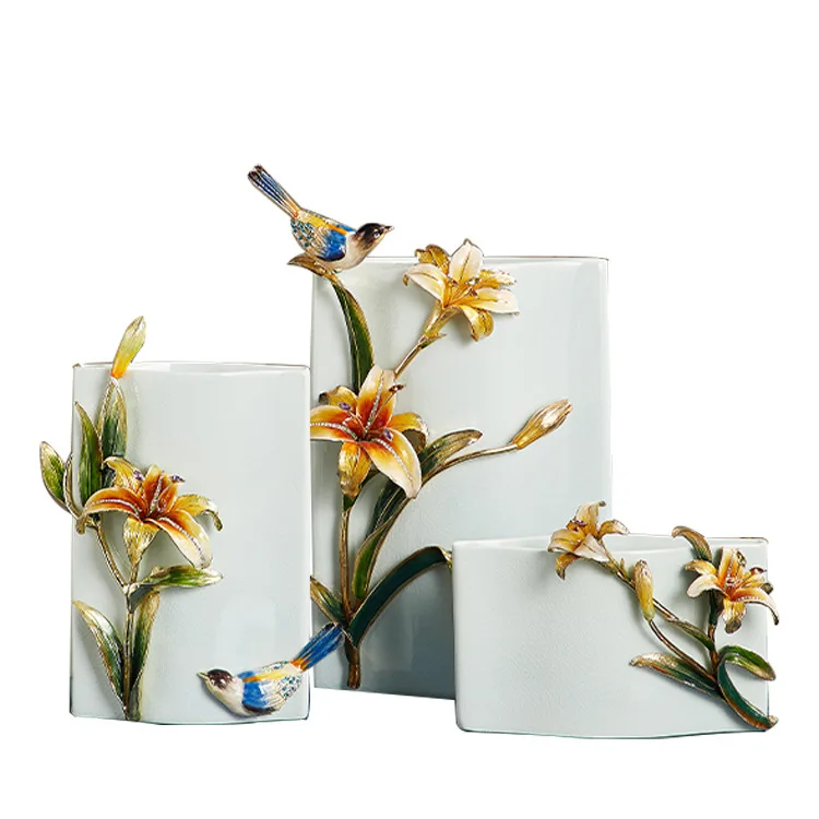

Light luxury enamel colored vase household living room table top ornament ceramic decoration decoration creative