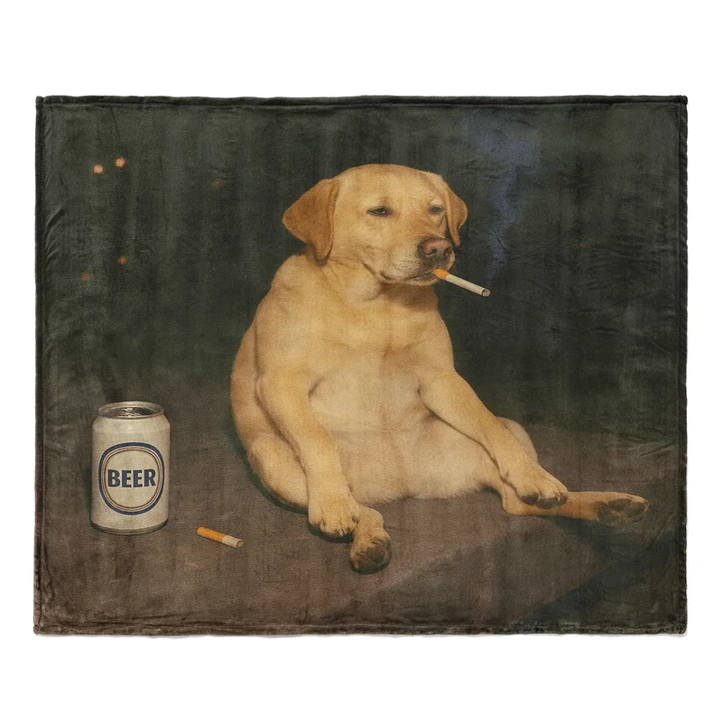 Gaslight Gatekeep Girlboss Funny Smoking Dog Meme Cigarette Throw Blanket for Women Men Girls Boys Kids Pets Dogs Cats Couch