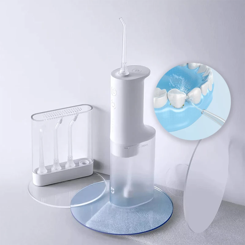 Mijia-irrigador bucal eléctrico Original, punzón Dental de alta frecuencia, pulsado, 4 modos de engranaje, capacidad de 200ml, con 4 boquillas