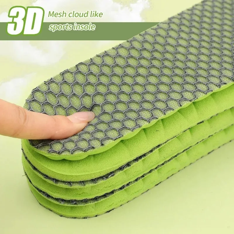 1/3pairs Unisex Sport Insoles 3D Mesh PU High Stretch Shock Resistant Antibacterial Anti Odor Breathable Comfortable Cushion