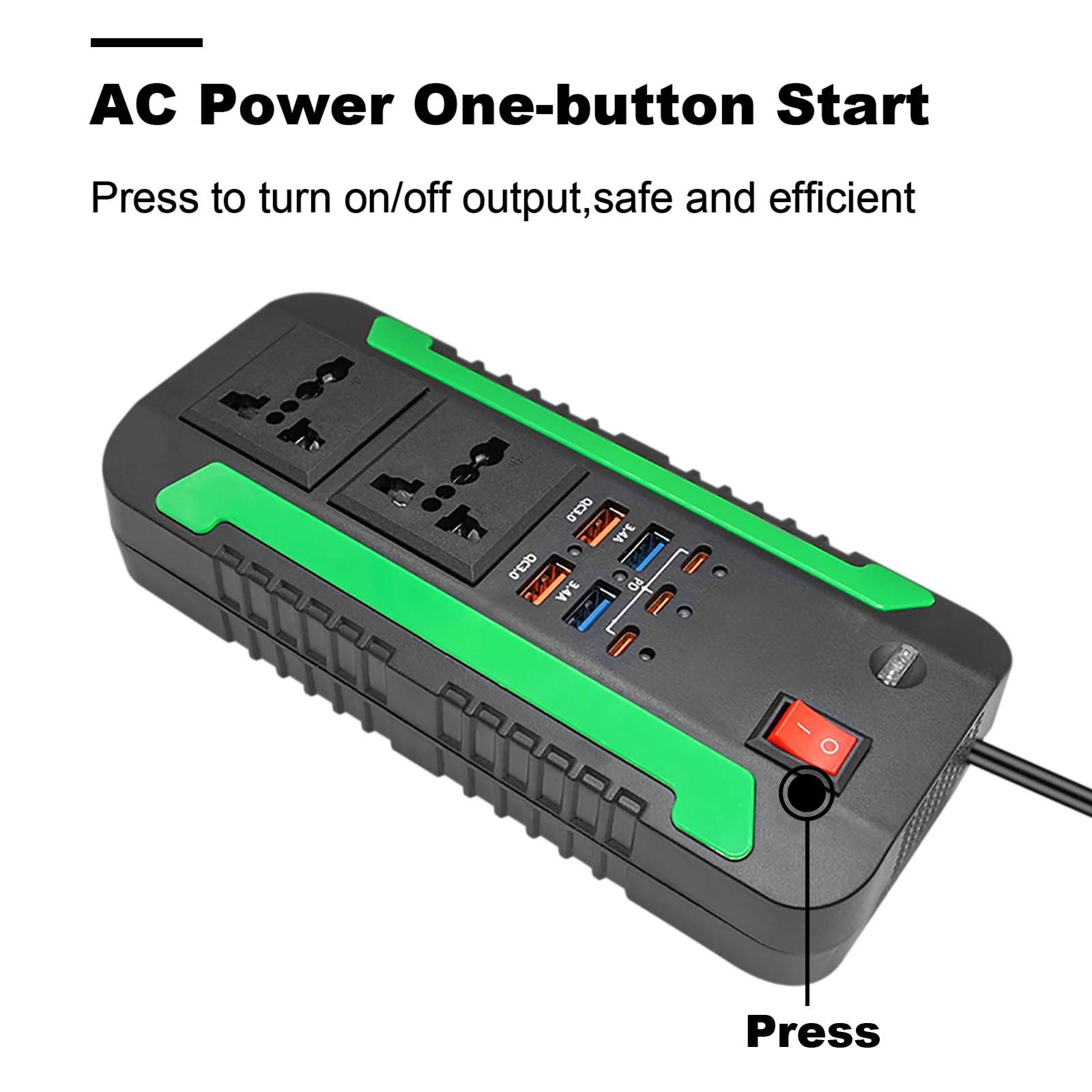 Hot Sale 2 AC Outlets 4 USB Ports Charger Adapter 300W Power Inverter DC 12V to 2200V AC Car Converter DC to AC Inverter