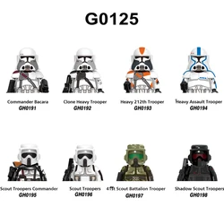 G0125 Bouwstenen 8 Stks/set 41e Verkenningsbataljon Trooper Commandant Bacara Bakstenen Figuur Kloon Zware Trooper Mini Assemblage Speelgoed