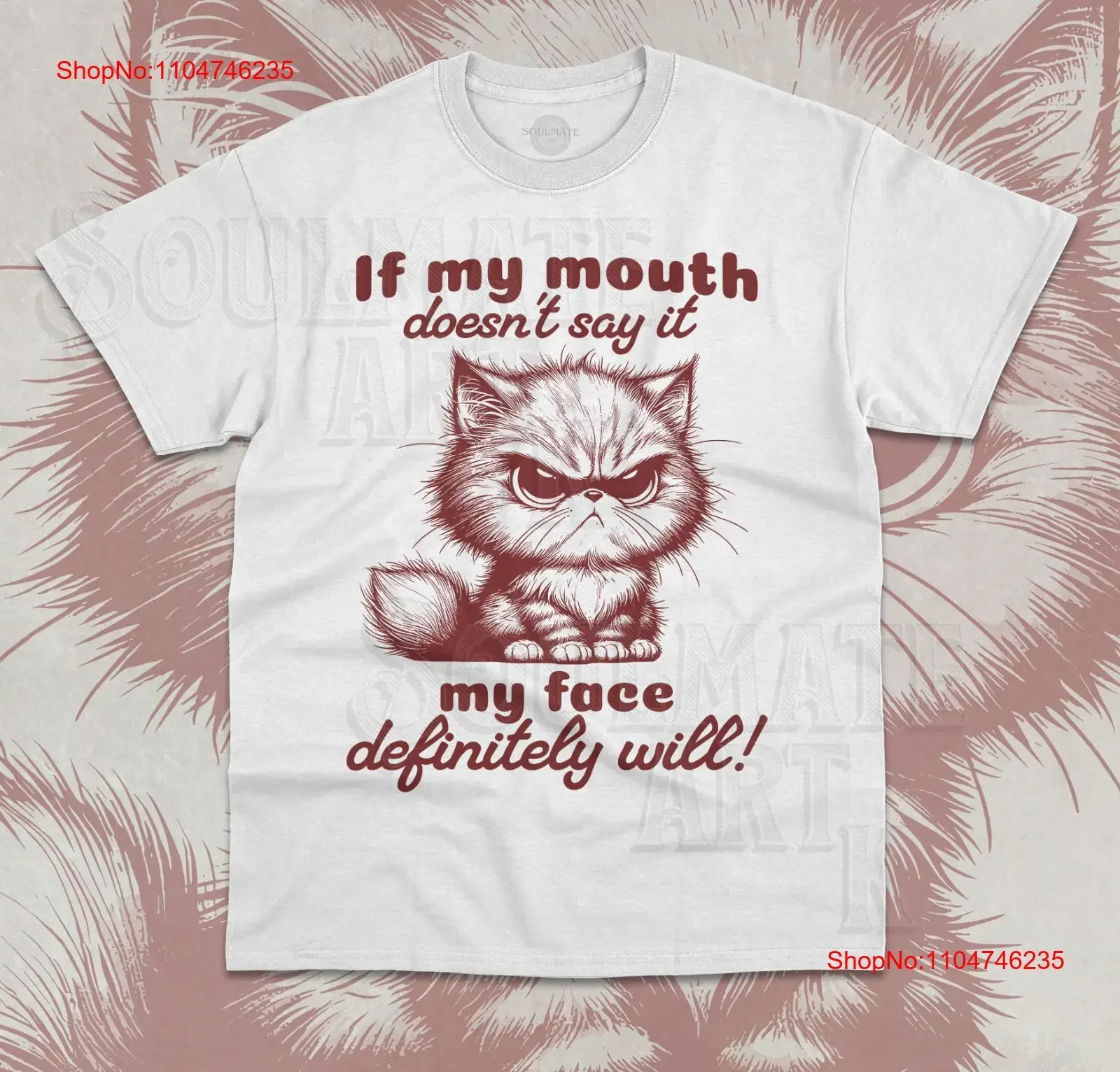 

If My Mouth Doesn't Say It Face Definitely Will T Shirt Funny Cat vintage Washed Unisex Slightly Stylish homme Soft streetwear