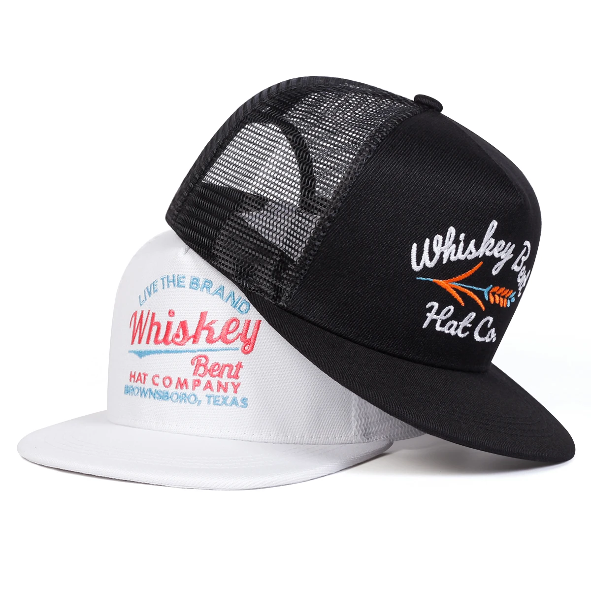 Cappelli a rete hip-hop con ricamo a lettera piegata unisex WHISKEY Cappellini da baseball casual regolabili per esterni primavera estate Cappellino per protezione solare