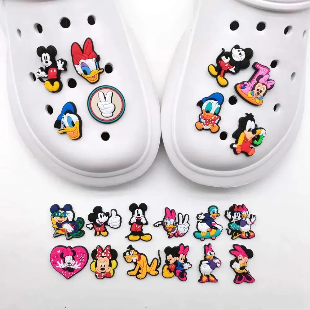 20pcs Mickey Mouse Series Shoe Charms Set For Clogs Bogg Bag Bubble Slides Sandals, PVC Shoe Decorations Beach Bag Accessories