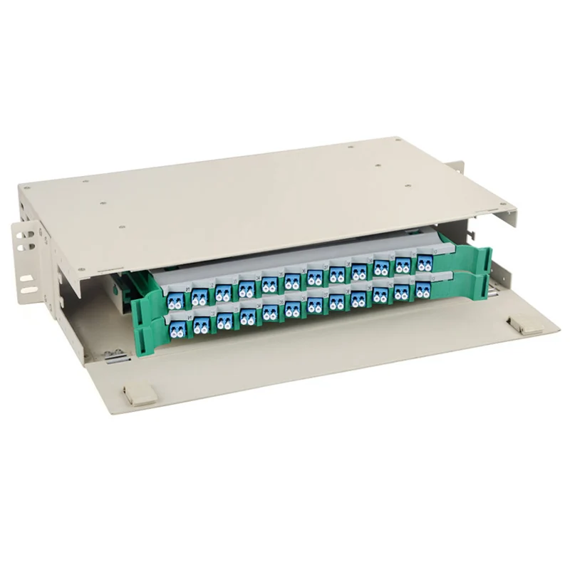 Customized Fiber Optic Patch Panel, Optical Distribution Frame, Full Load, 24 Port, 48 Core, ODF, 2U, LC, APC, UPC, SM DX, O