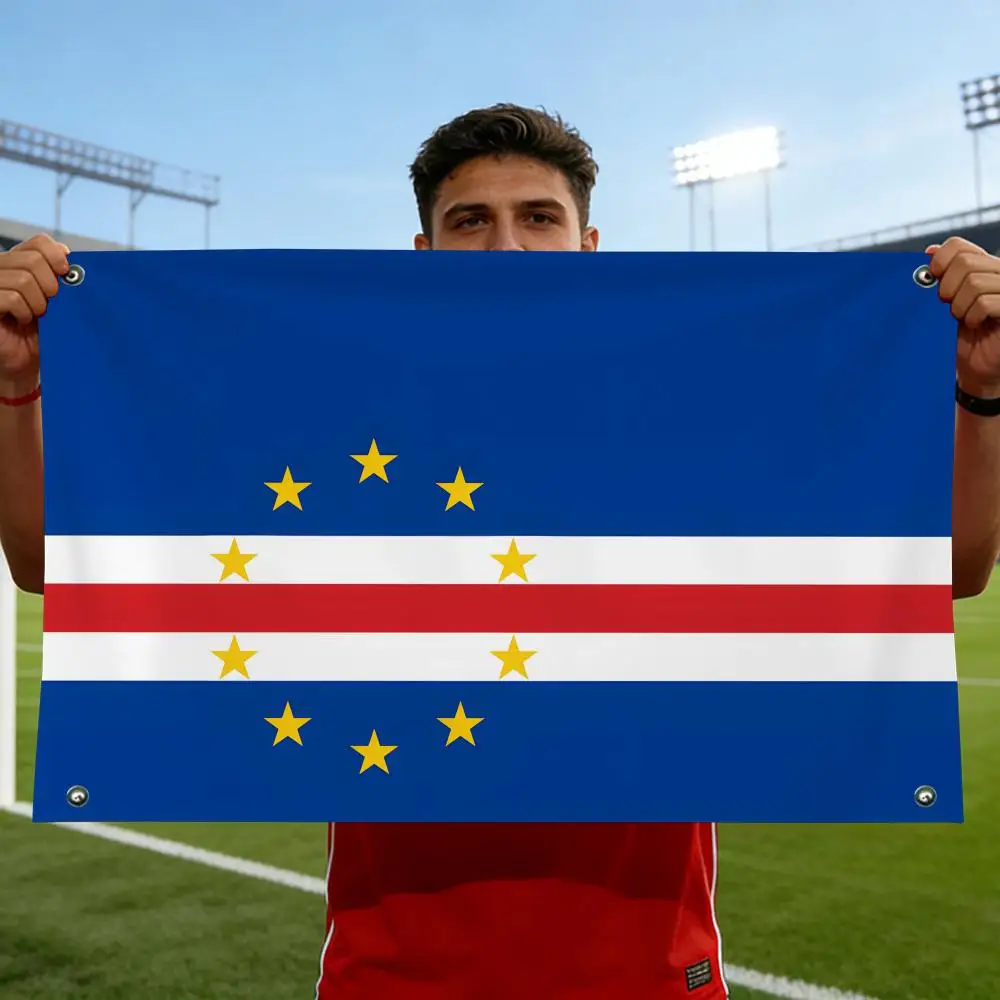Cape Verde Flags Horizontal High Density Knitted Fabric European Simple For Durable Outdoor Indoor Use
