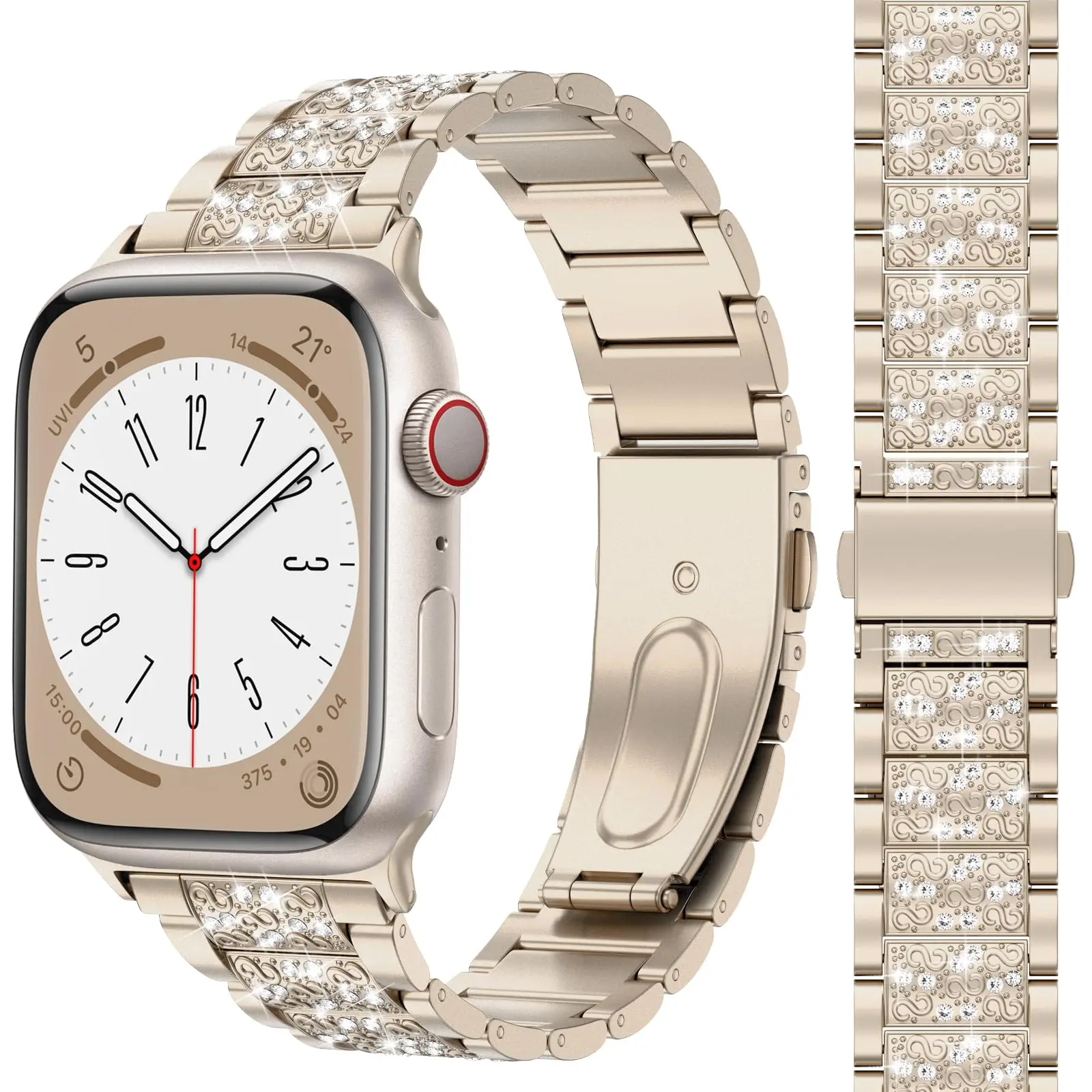 Diamond Bling Strap For Apple Watch Band  49-45-40mm 44-41mm 46-42mm Metal Belt For IWatch Series 10 9 8 7 SE 6 5 Women Bracelet