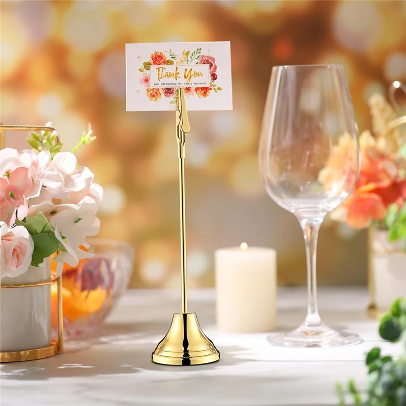 

QWE-12Pcs Table Number Holders 9 Inch Place Card Holder With Alligator Clip Metal Table Card Holders Table Number Stands