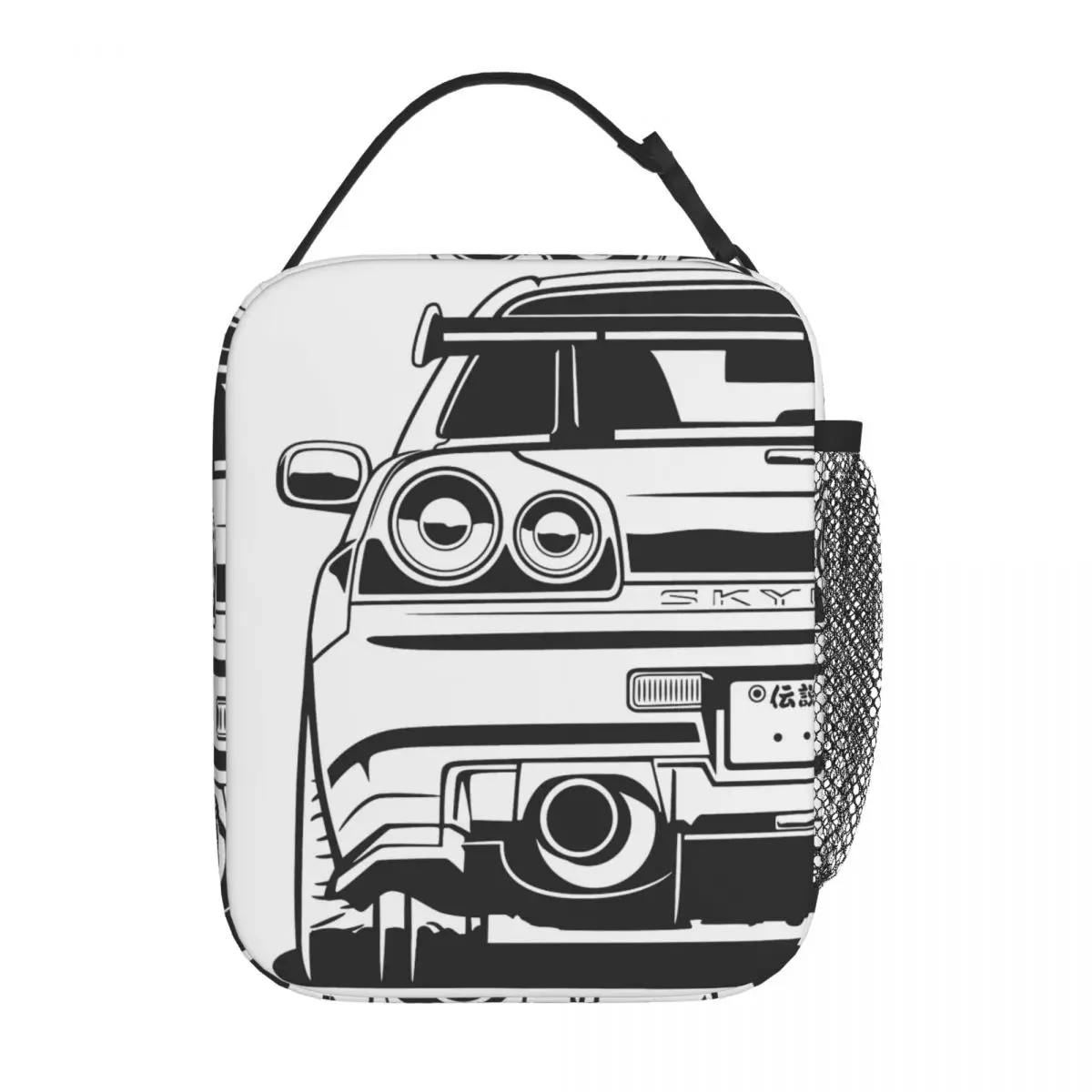 Japanese JDM Car Skyline GTR R34 Insulated Lunch Bag Food Box Portable Cooler Thermal Bento Box Travel