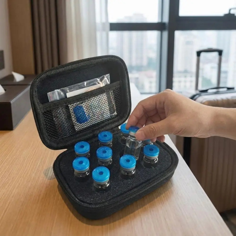 10 Slot Insulin Vial Storage Case 1-3ML Zippers Closure Insulin Vial Protector Waterproof Dust-proof Insulin Carrying Case
