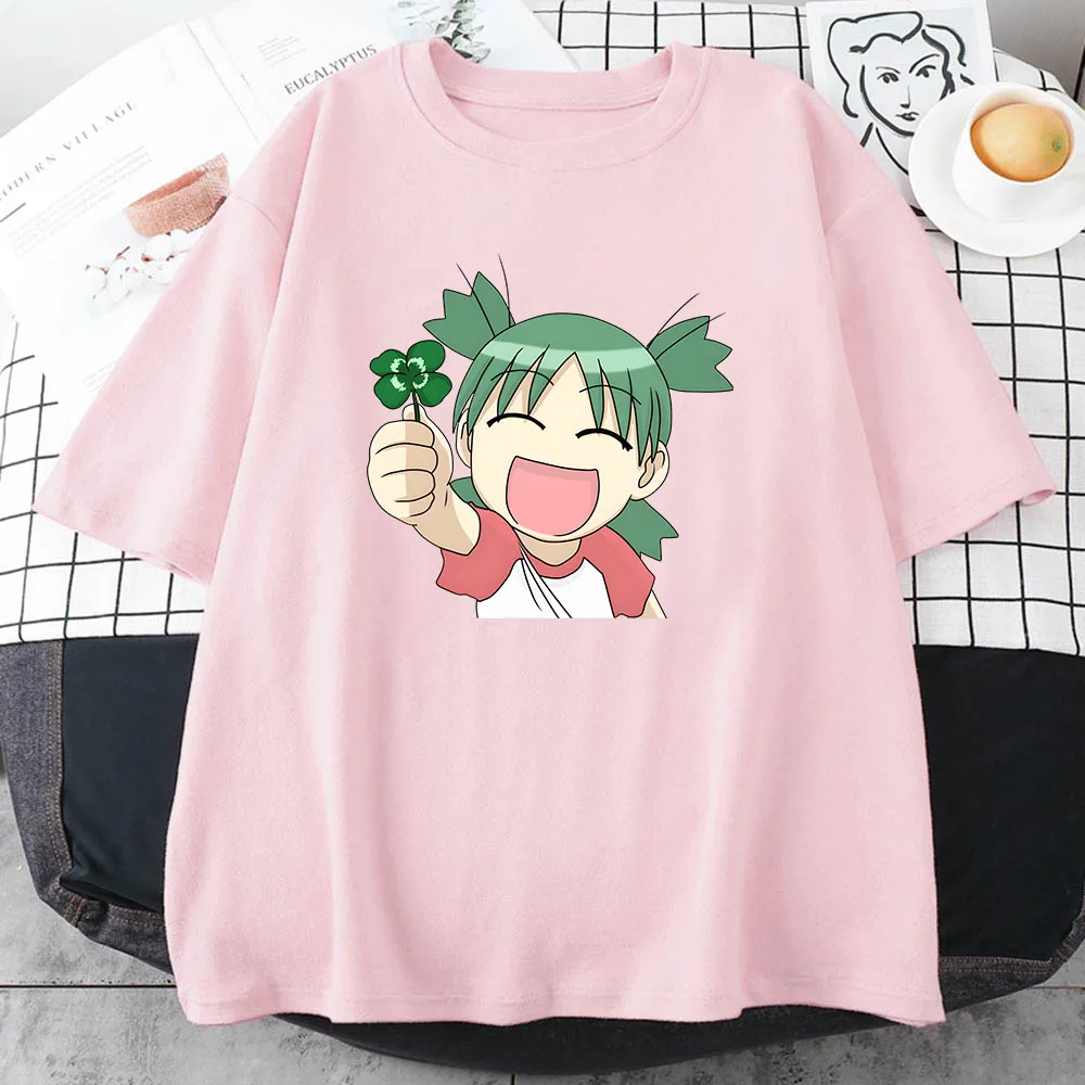 Azumanga Daioh Yotsuba T-shirt donna Cartoon Harajuku Kawaii/cute Fashion magliette 100% cotone magliette Lucky Clover Happy Smile
