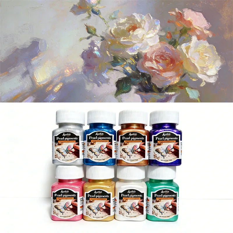 70ml Metallic Pearl Acrylic Paint Waterproof Non-fading for Wall Painting DIY Craft Art Supplies High Gloss Pigment