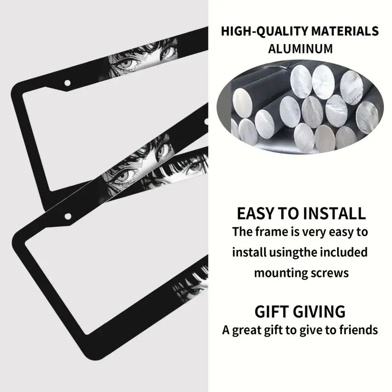 Aluminum License Plate Frame, Anime Character Patterns, Beautiful Girl Designs,cat,duck,Frame Bracket With Standard Screw Kits - view 3