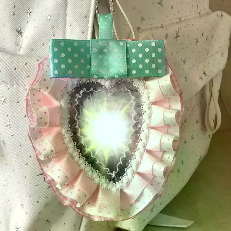 Strawberry Photo Card Holder Sweet Anime Character Kpop Idol Support Card Display Girl Ita Bag Ornament Decor Lace