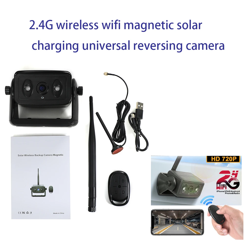 

HD Car Rear Camera Remote Control WiFi Wireless Solar Night Vision Rear view Camera For Truck Bus Reversing Parking Monitoring