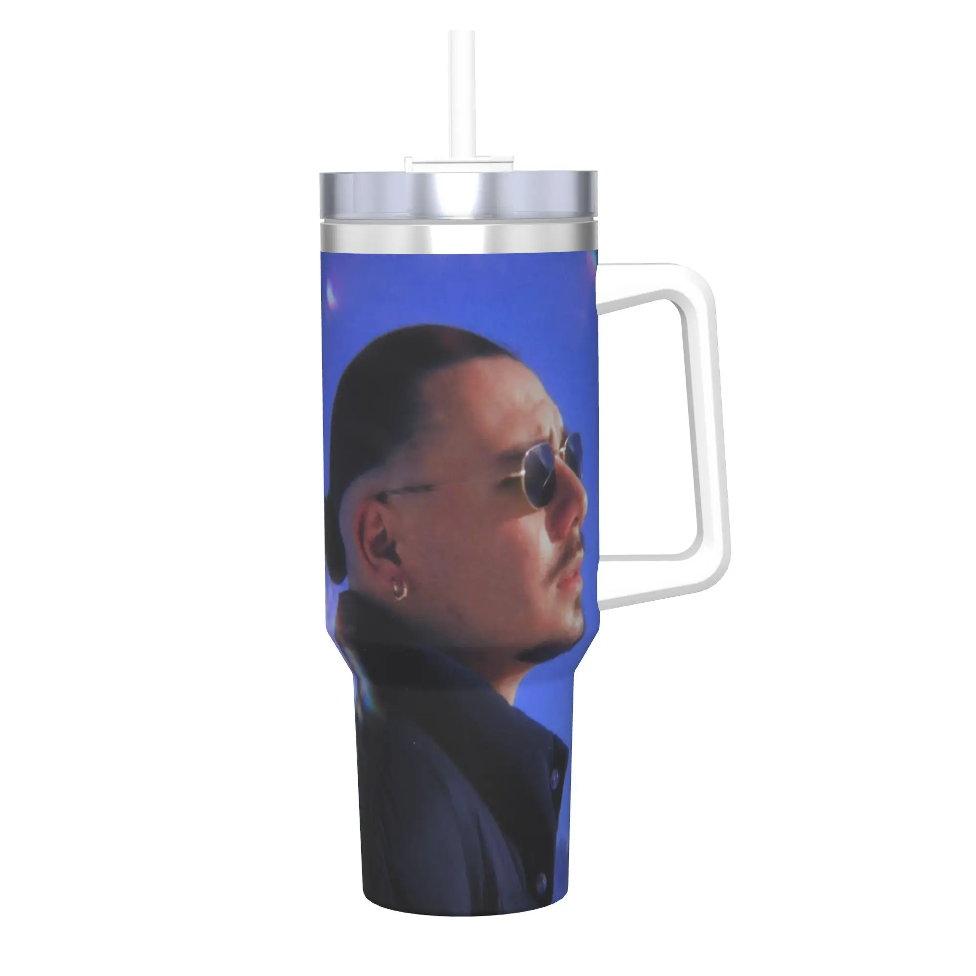 Apache207 Rapper Tumbler With Straw  Stainless Steel Mugs Cup Double Wall Vacuum Insulated for Cold Or Hot 40oz