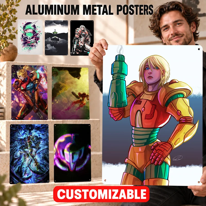 Metroid Aluminum Posters Premium Display Aesthetic Entertainment Room Wall Art Customized Metal Sign Thoughtful Collector Gift