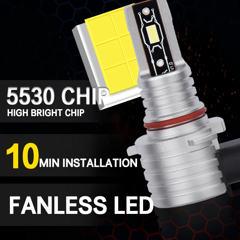 DAWNKNIGHT-자동차 안개등 전구 자동 Led 안개등, H8 H11 H7 HB4 9006 HB3 9005 PTF 팬리스 led 램프 12V