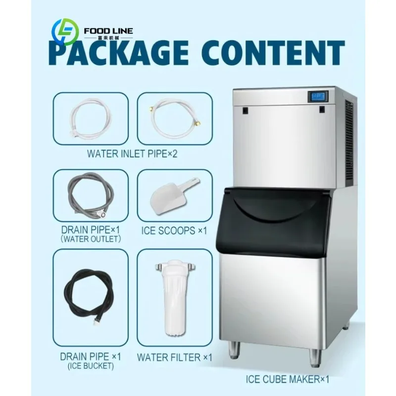 Customized 300-500kg/24h Commercial Split Type Cube Ice Maker Stainless Steel Automatic for Cafe Restaurant Bar