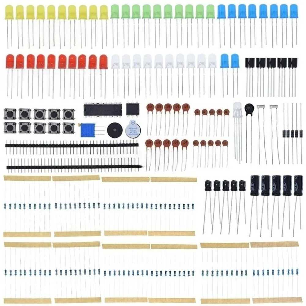 Electronic Components Pack Basic Electronics Parts LED Buzzer Capacitor Resistor Compatible with Arduino UNO MEGA2560 Raspberry