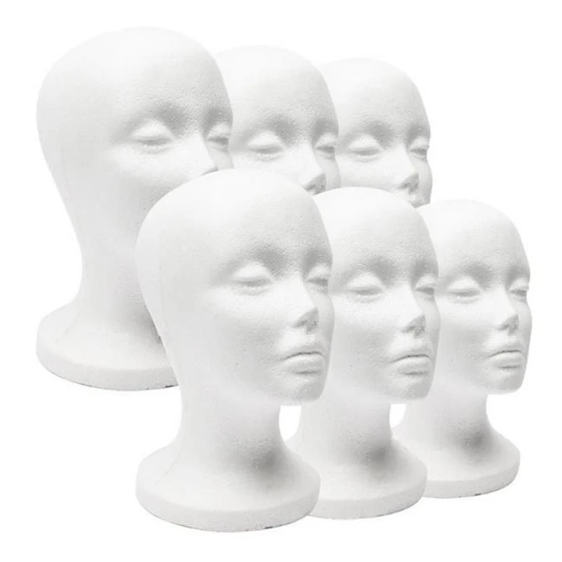 1pcs Female Styrofoam Foam Mannequin Manikin Head Model Hat Glasses Wig Display Male White Foam Mannequin Head Holder Stand Rack