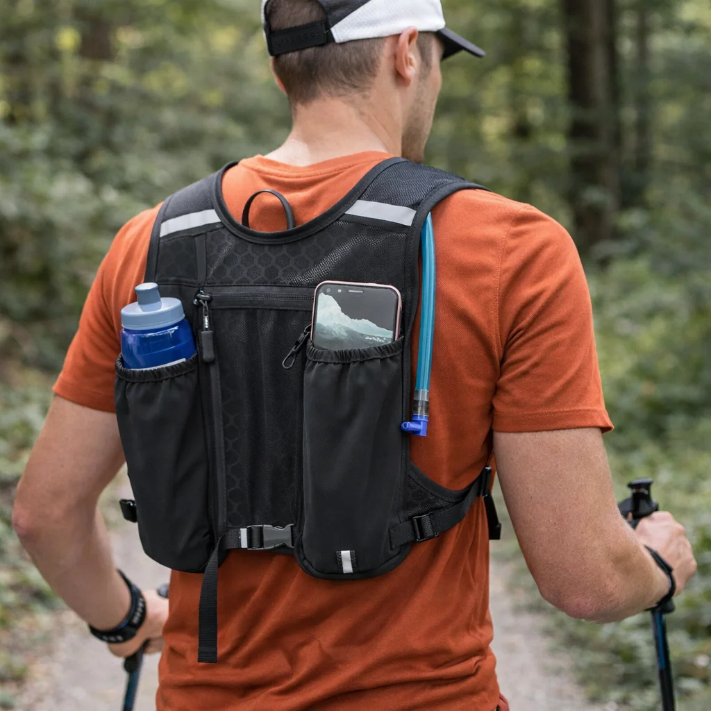 Outdoor Running Vest Backpack Hiking Cycling Hydration Pack Phone Holder Water Bottle Bag