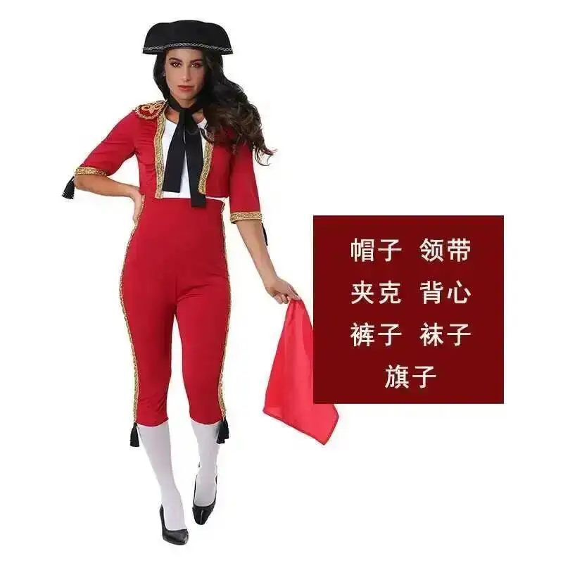 

Необыкновенный костюм для Хэллоуин-карнавала в стиле матадора, для сценических выступлений, испанский костюм для взрослых женщин, косплей-костюм.