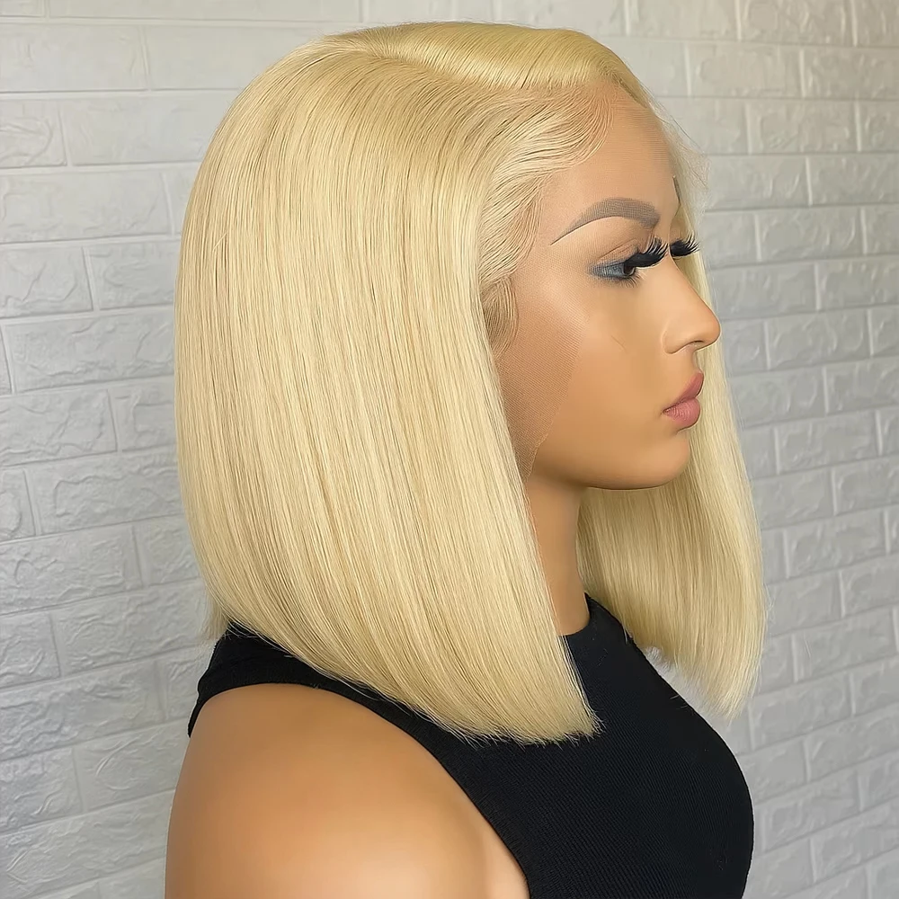 613 Honig Blonde Gerade Echthaar Perücke 13x6 HD Spitze Frontal Perücken Kurze Bob Perücken 13x4 Spitze Front menschliches Haar Perücken Für Frauen 250%