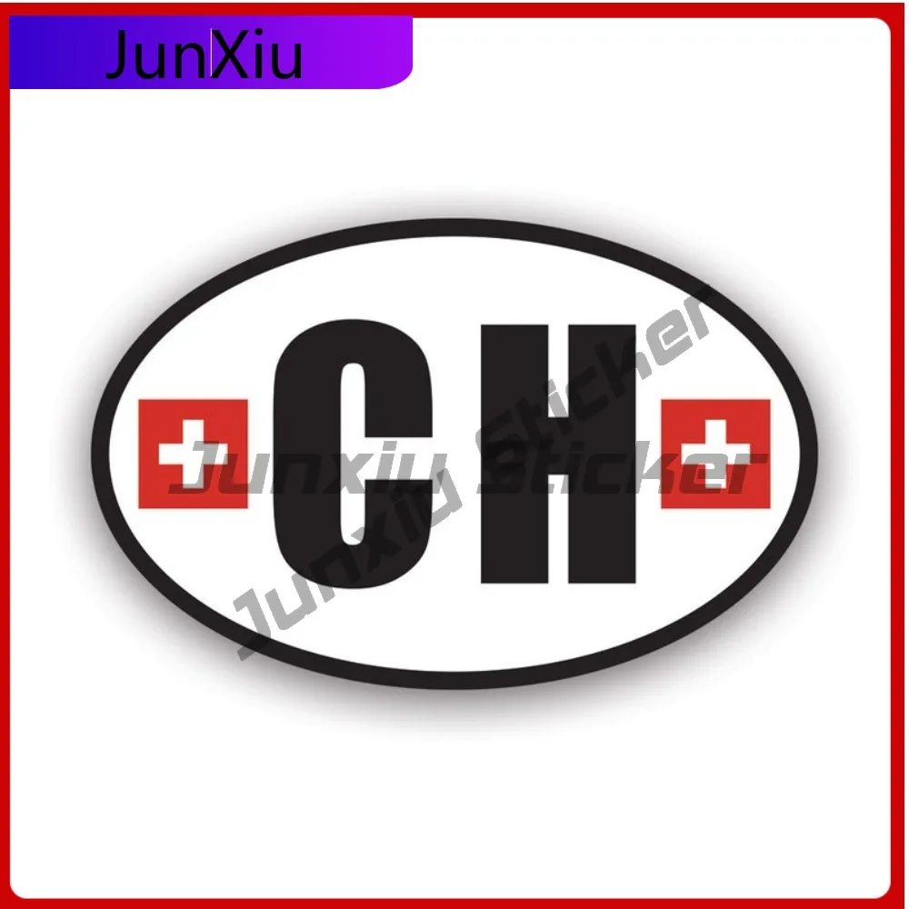 

Switzerland Oval Sticker Sun Resistant Waterproof Vintage For Laptop Rear Windshield Bumper Self Adhesive Easy Apply Decor