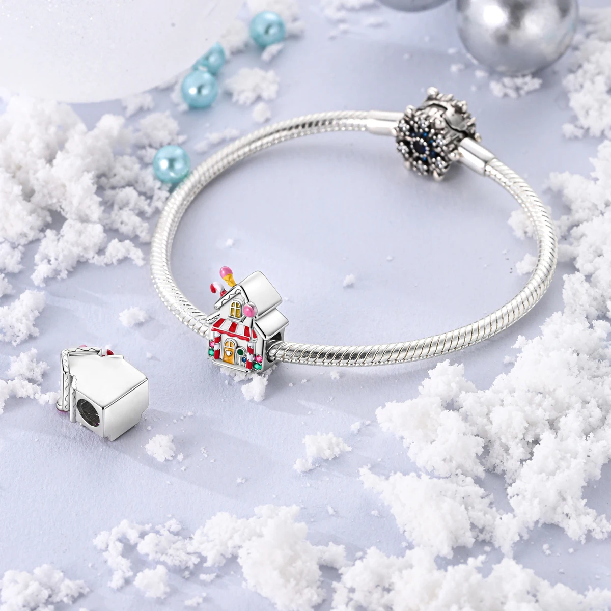 Charms Silver Plated Christmas Winter Snow Beads Fit Original Bracelet Pendants Making Jewelry For Woman