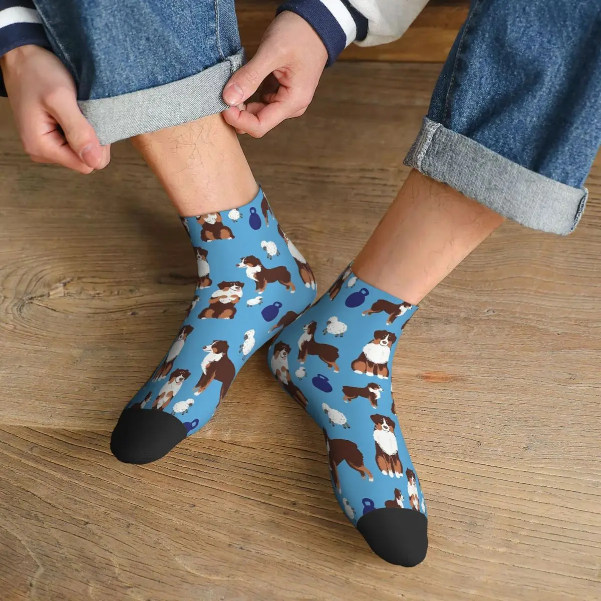 Aussie Pattern Australian Shepherd Meme Dog Doge Ankle Socks Male Mens Women Autumn Stockings Harajuku