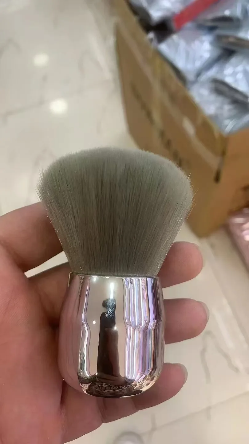 1pcs Silver Handle Nail Dust Brush, Large Soft Bristle Manicure Cleanup Brush, Professional Nail Art Tool for Acrylic
